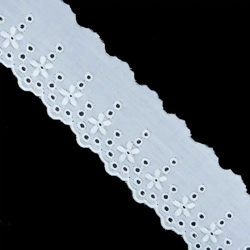 Tira bordada blanco 5,5cm. Algodón - Blanco Envío Gratis