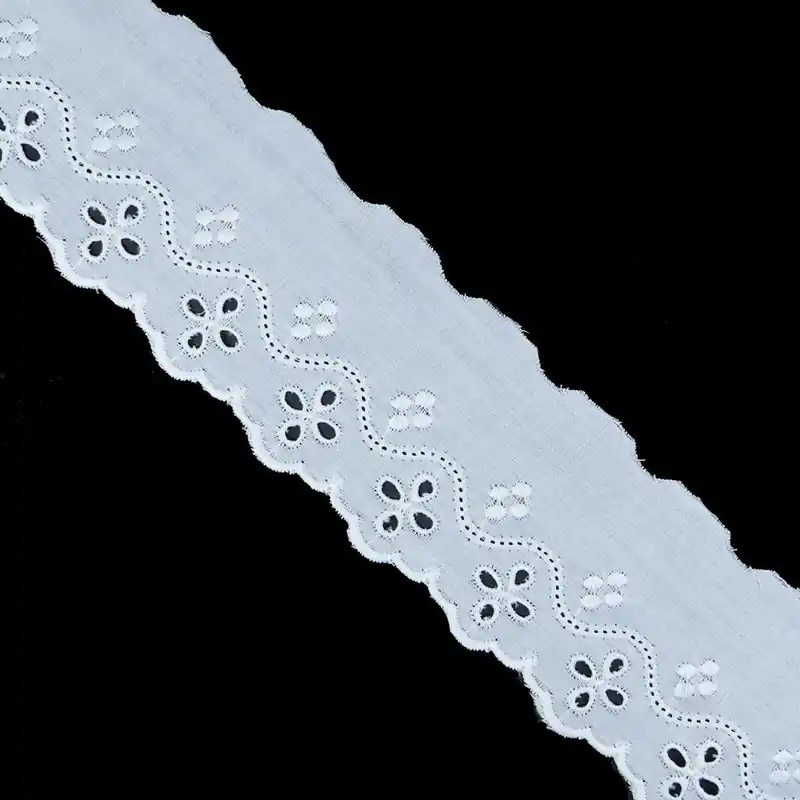 Tira bordada blanco 5cm. Algodón - Blanco Promoción Exclusiva