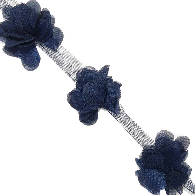 Tira de flores de tela 5cm - Azul 21 Rebajas