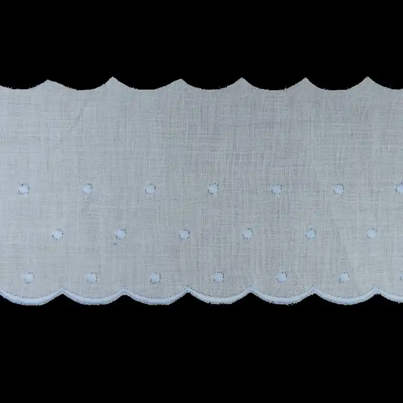 Tira bordada blanco bodoques color 9cm - Azul 11 Mayoreo