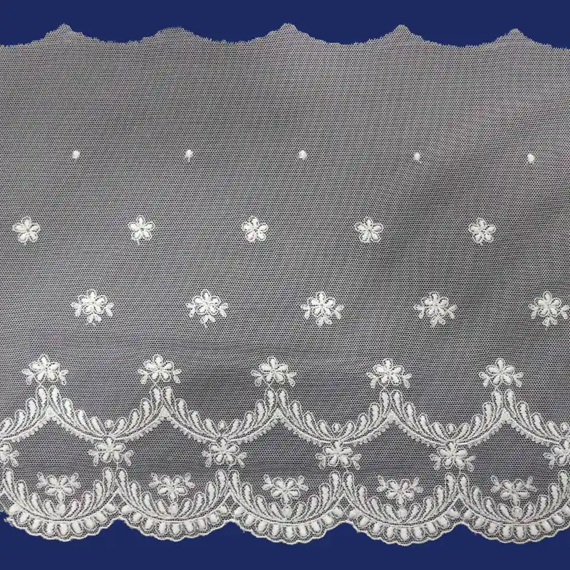 Tul bordado floral 24cm. Blanco natural - Blanco Roto Alta Calidad