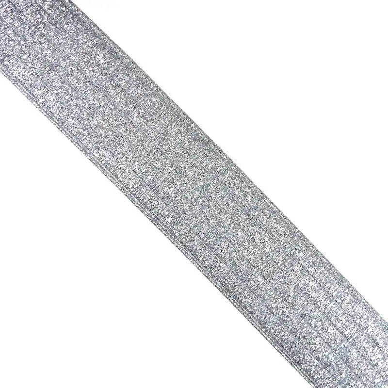 Últimas Unidades Cinta elástica acanalada 4cm. Oro y plata - Metalizado Plata