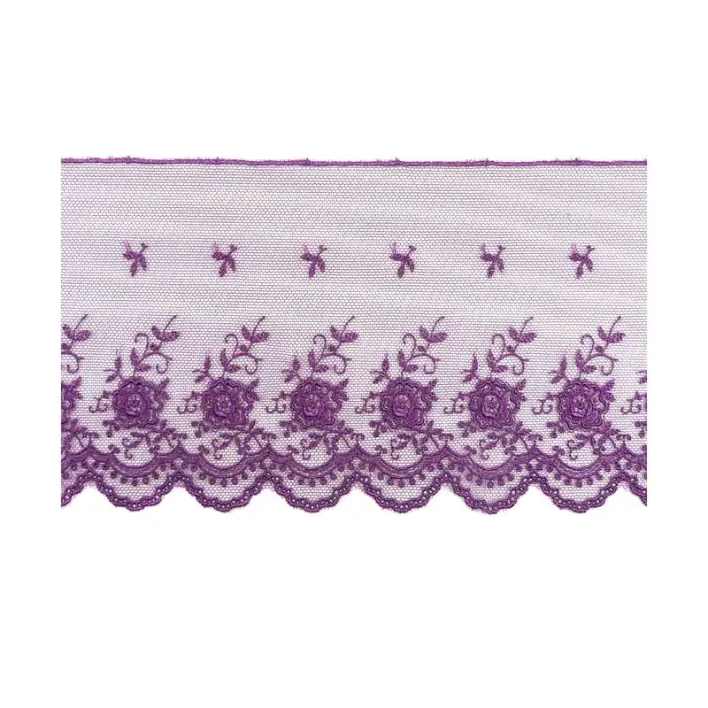 A Buen Precio Puntilla tul bordado estilo floral 95mm. Varios colores - Negro