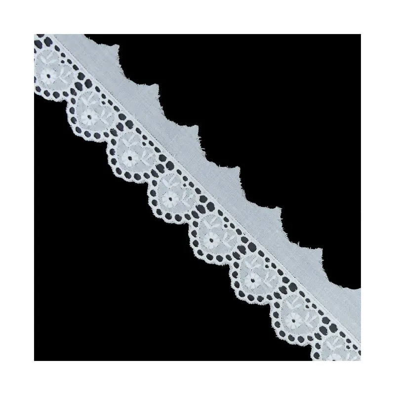 Tira bordada blanco algodón 35mm. Conjunto 25 - Blanco Nueva Colección