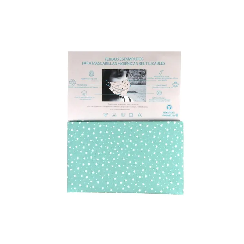 Tela para mascarilla dibujo estrellas 50x45cm - Gris 03 - Telas Stock Limitado