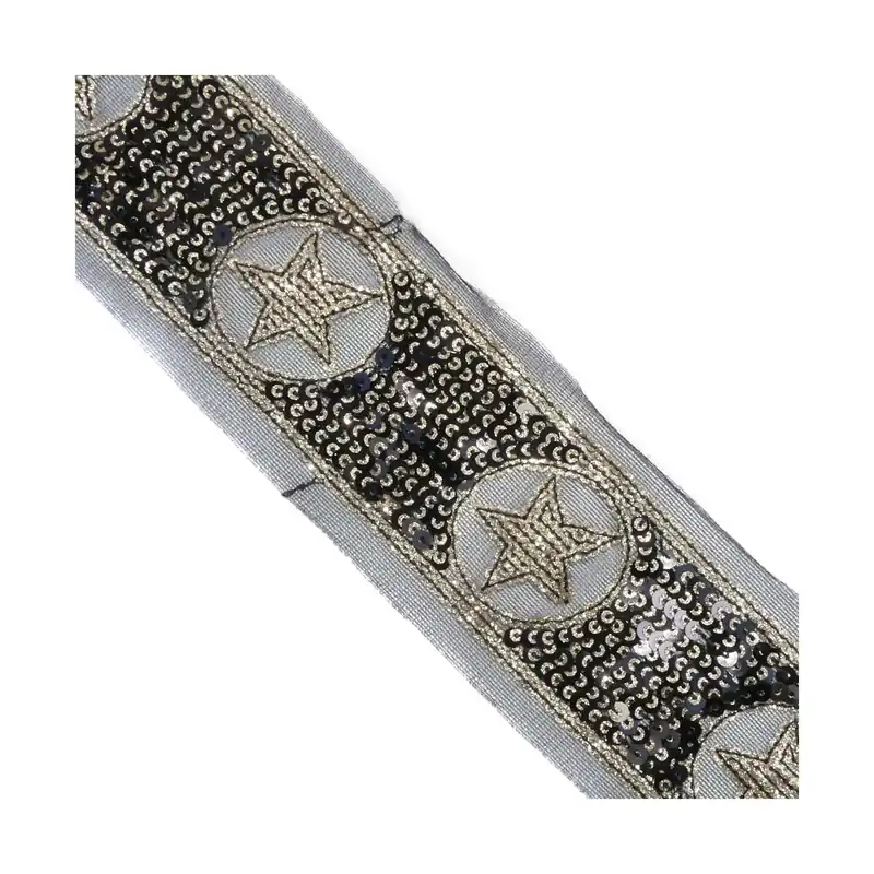 Garantía Incluida Galón lentejuelas diseño estrellas 5cm - Metalizado Plata