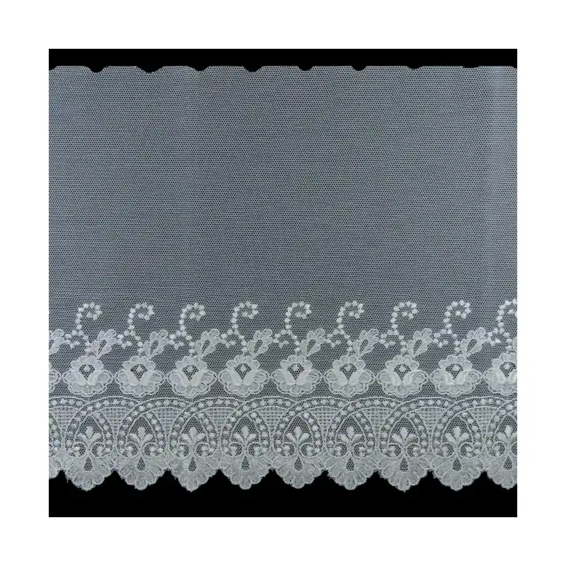 Últimas Unidades Puntilla de tul bordado blanco 20cm. Tulipán - Blanco