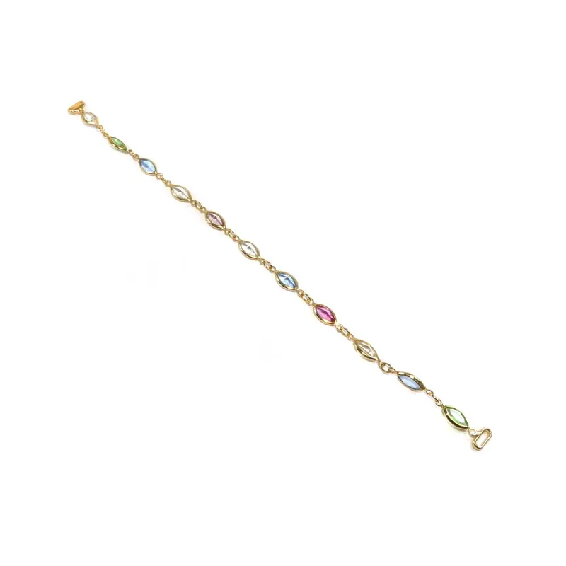 Trabilla dorada múltiples óvalos imicristal 21cm - Multicolor Promoción