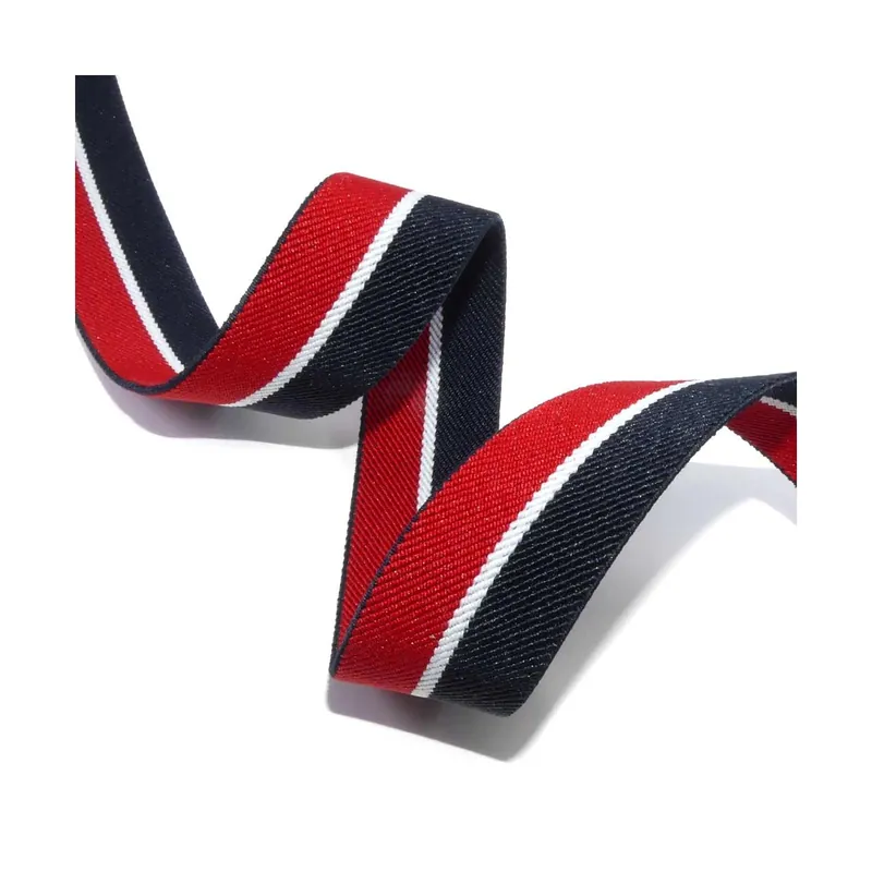 Lujoso Cinta elástica estampado rayas 3cm. Marino, rojo y blanco - Multicolor Azul+Rojo