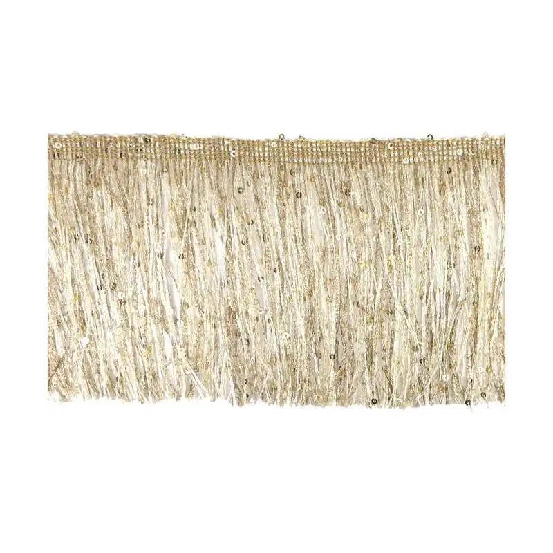 Oferta Fleco de rayon con lentejuela dorado. 12cm longitud - Metalizado Oro Mate