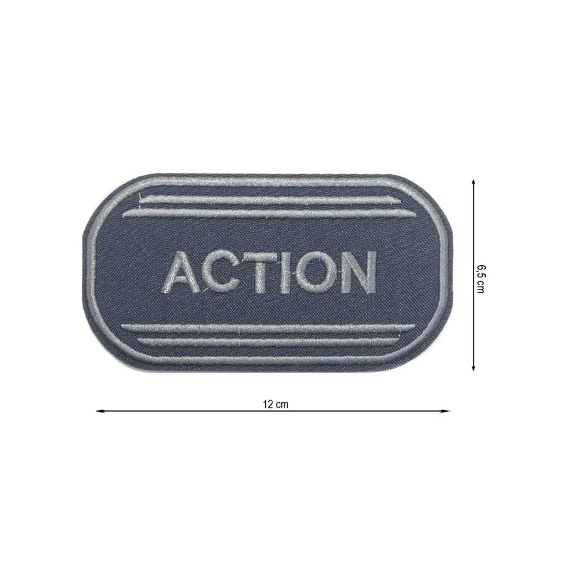 Mayoreo Parche termo bordado Action 120x65mm - Gris 06
