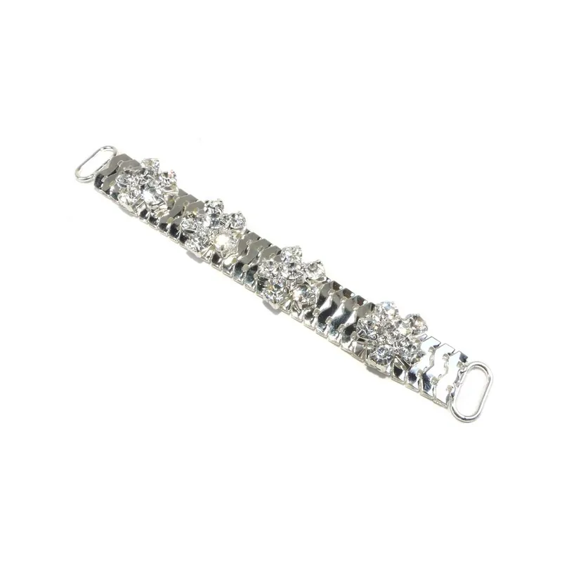 Trabilla plata diseño 4 flores con strass 14cm - Metalizado Plata Original