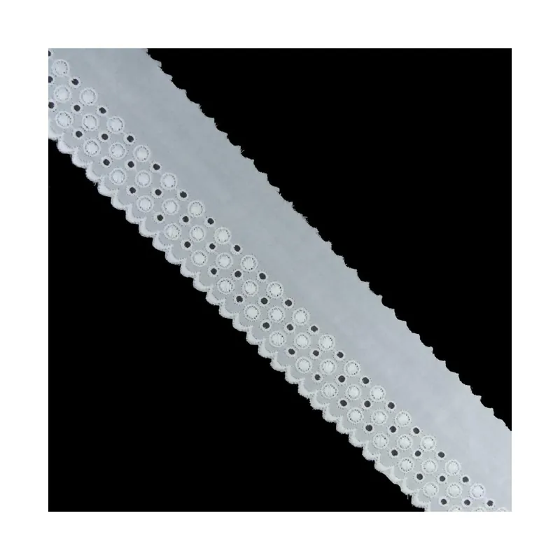 Envío Inmediato Tira bordada blanco puntitos 45mm. Conjunto 47 - Blanco