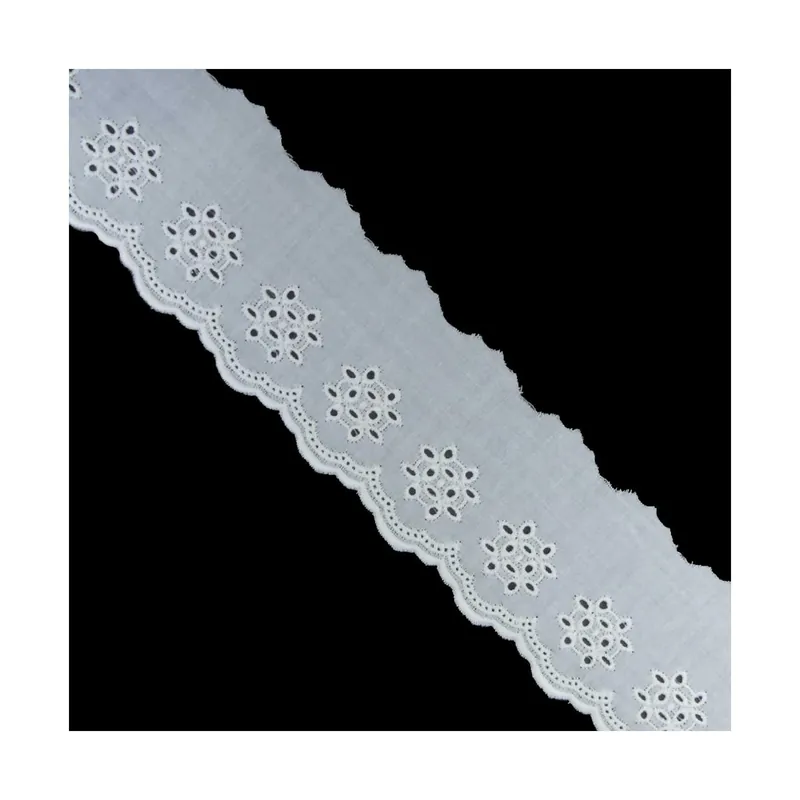 Favorito De Clientes Puntilla bordada blanco flor panal 5cm. Conjunto 52 - Blanco