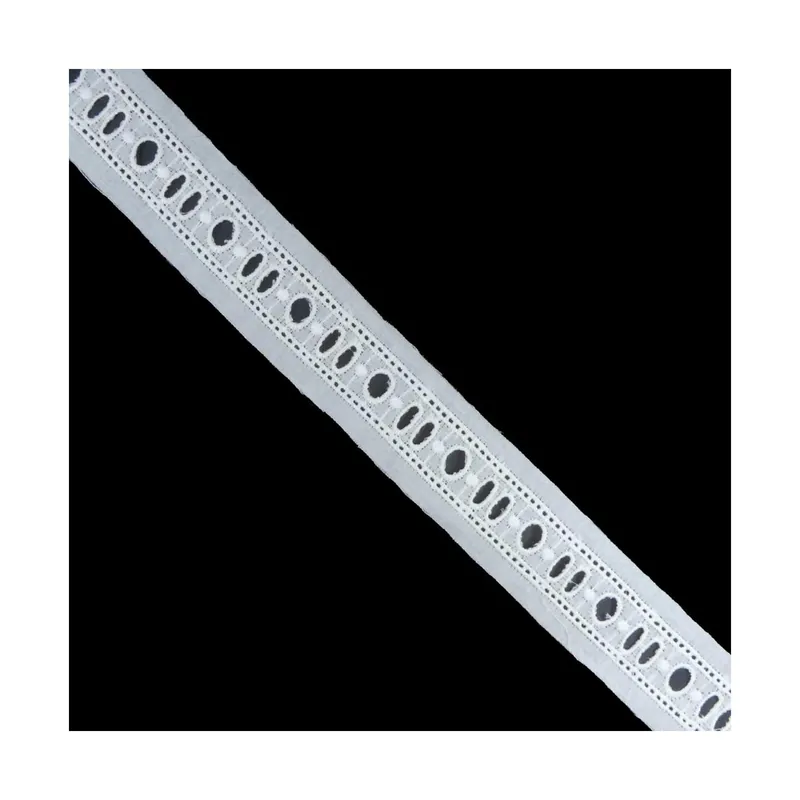 Alta Calidad Pasacintas bordado blanco ojo buey 2cm. Conjunto 68 - Blanco