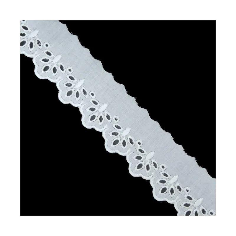 Tira bordada blanco flor abanico 4cm. Conjunto 75 - Blanco Precio De Oferta
