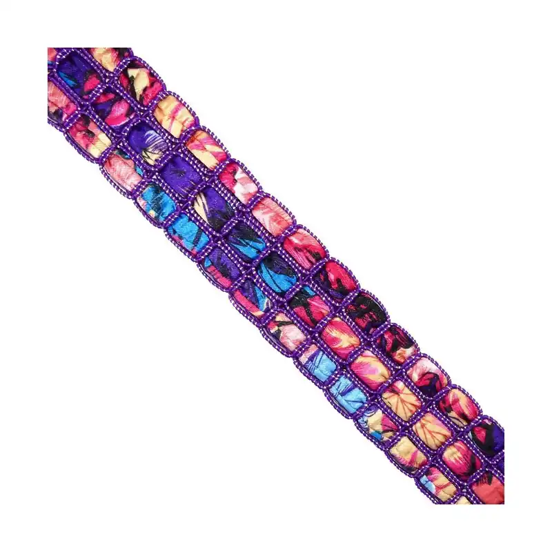 Envío Internacional Cinta acolchada estampada 3,5cm. Varios colores - Rosa 02