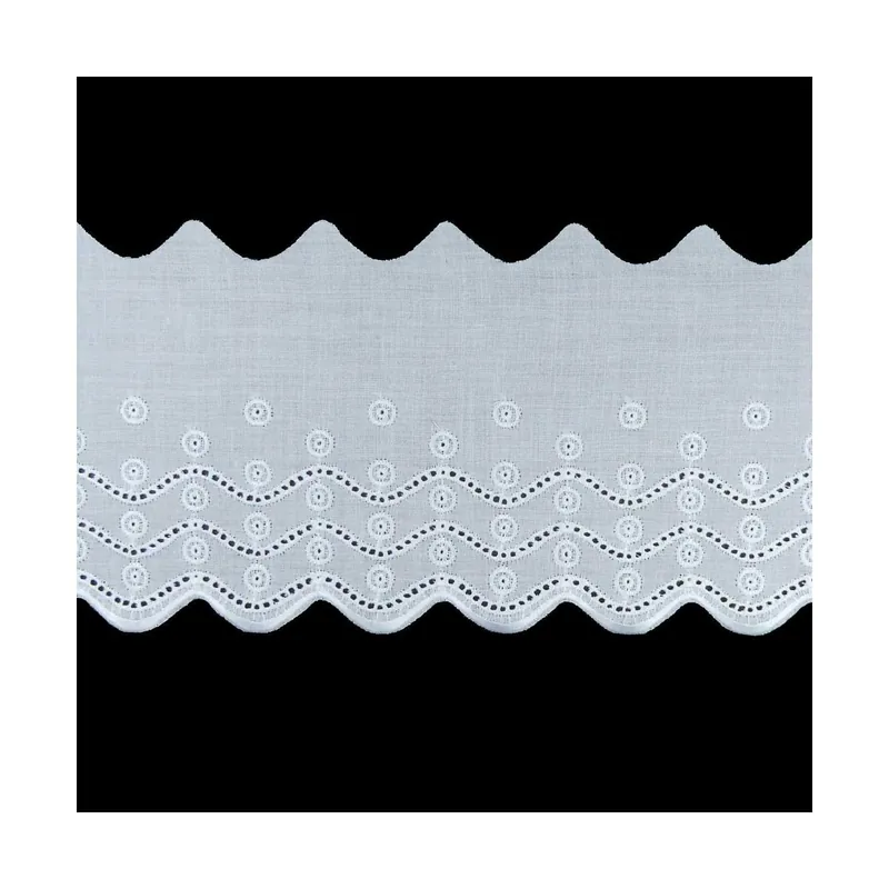 Tira bordada blanco algodón 8cm. Conjunto 9 - Blanco Solo Hoy