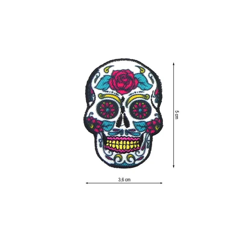 Precio De Fábrica Parche termo 36x50mm bordado Calavera Multicolor Rosa - Rosa 07