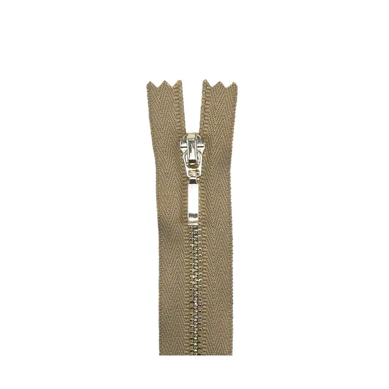 Máxima Calidad Cremallera nº3 14cm cerrada metálica. Oro - Blanco