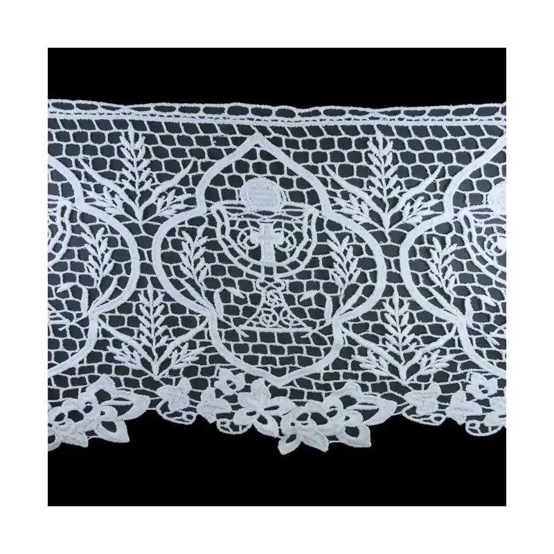 Últimas Unidades Puntilla de guipur blanco para iglesia con cáliz y espigas 17cm - Blanco