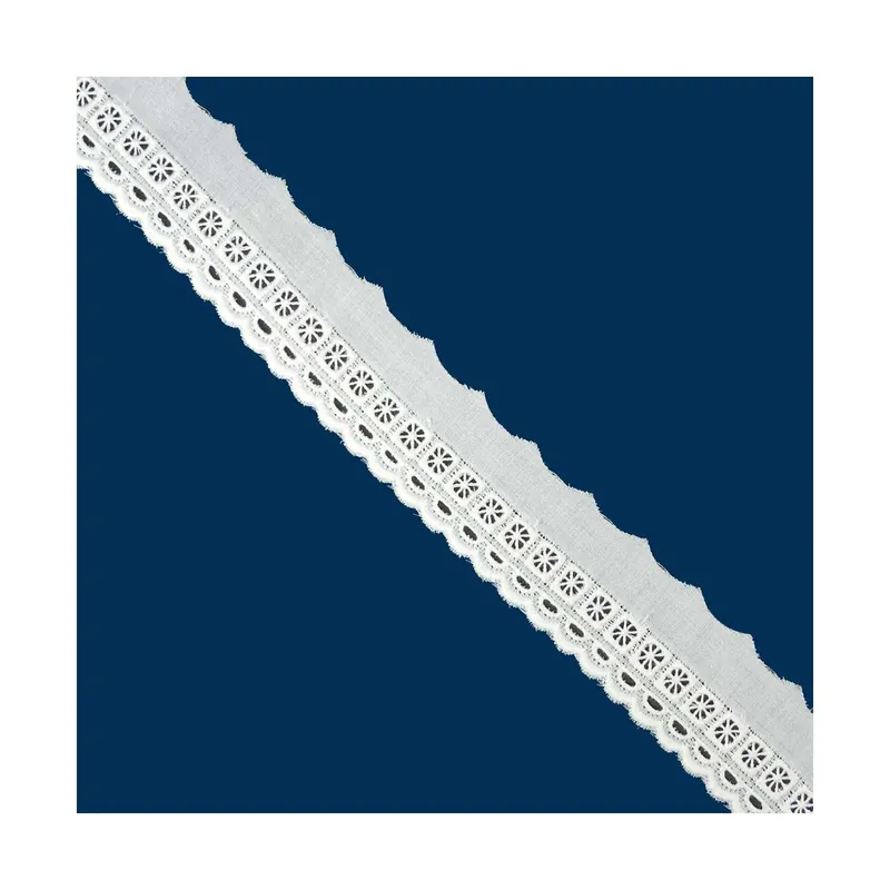 Tira bordada crudo cuadros 2,5cm. Conjunto 14 - Crudo 03 Certificado