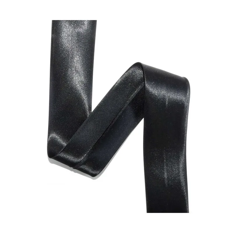 Garantía De Devolución De Dinero Cinta al bies perfilada de raso 45mm. Negro y blanco - Negro