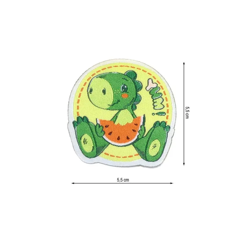 Parche termo tejido Dinosaurio con sandía - Verde 05 Artesanal