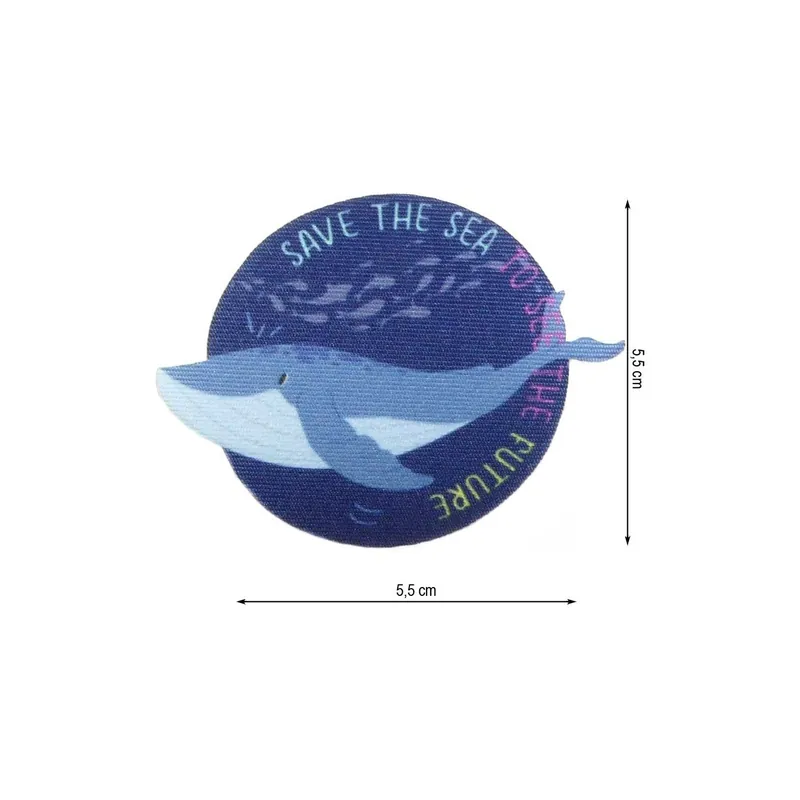 Parche termo infantil Save the Sea. Ballena azul - Azul 21 Entrega Rápida