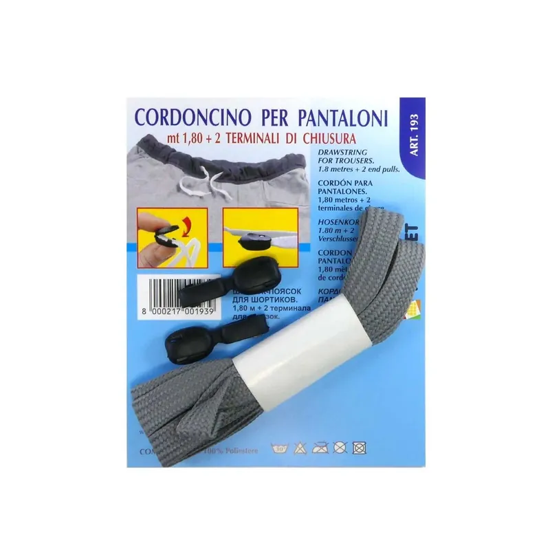 Última Versión Cordón plano para cinturilla con terminales. Varios colores - Negro