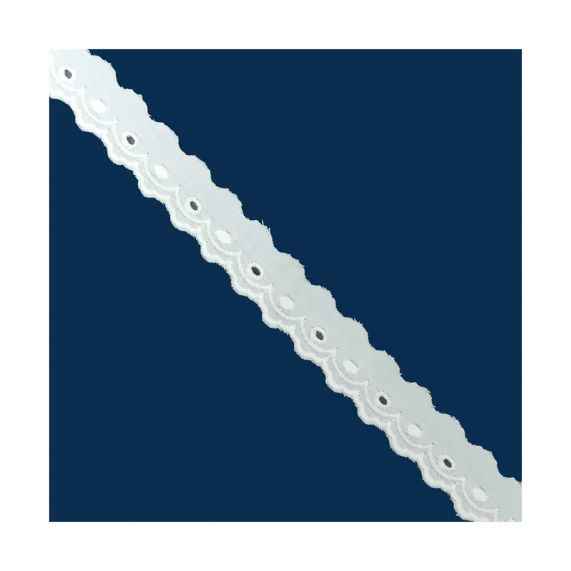 Última Oportunidad Tira bordada crudo con diseño de cenefa ondas y puntos 18mm - Crudo 03