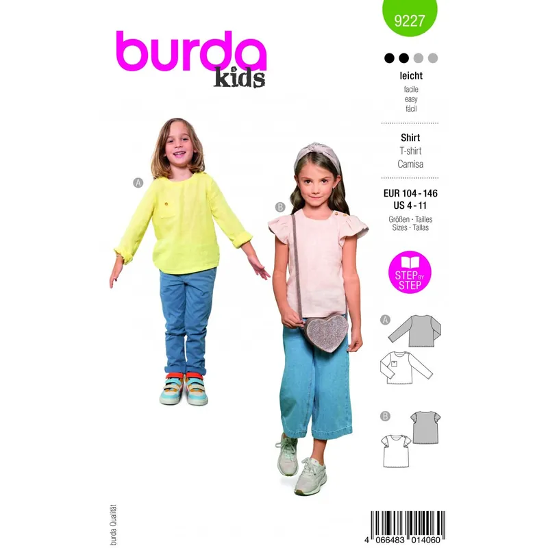 Venta Final Patrón para camisa sencilla niña 9227 - Top/Blusa/Camisa