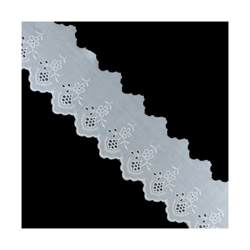 Tira bordada algodón blanco 5cm. Conjunto 92 - Blanco Moderno