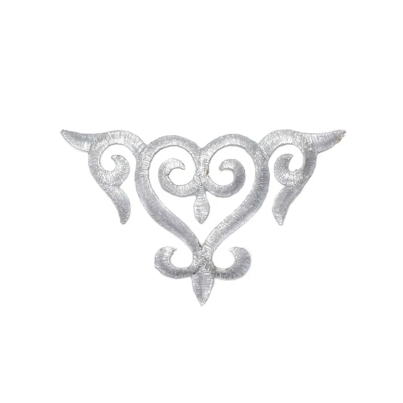 Tendencia Aplicación bordada termoadhesiva esquina ondas. Plata y oro - Metalizado Plata